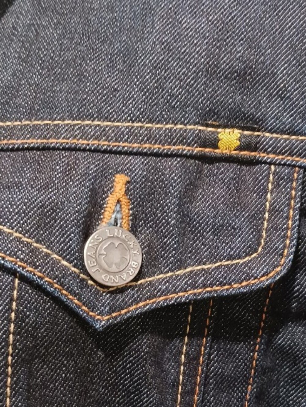 Lucky Brand Y2K Adelaide Denim Trucker Jacket Yin Yang Dark Resin Wash - Picture 4 of 10